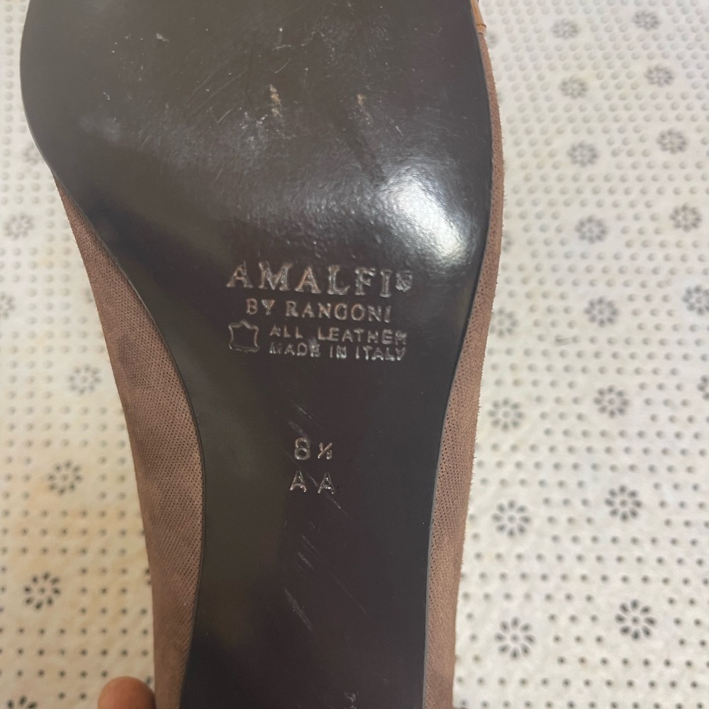 AMALFI RANGONI Luke Pump Heels Shoes Brown Chamy Patent Bow Size 8.5 - Picture 5 of 5